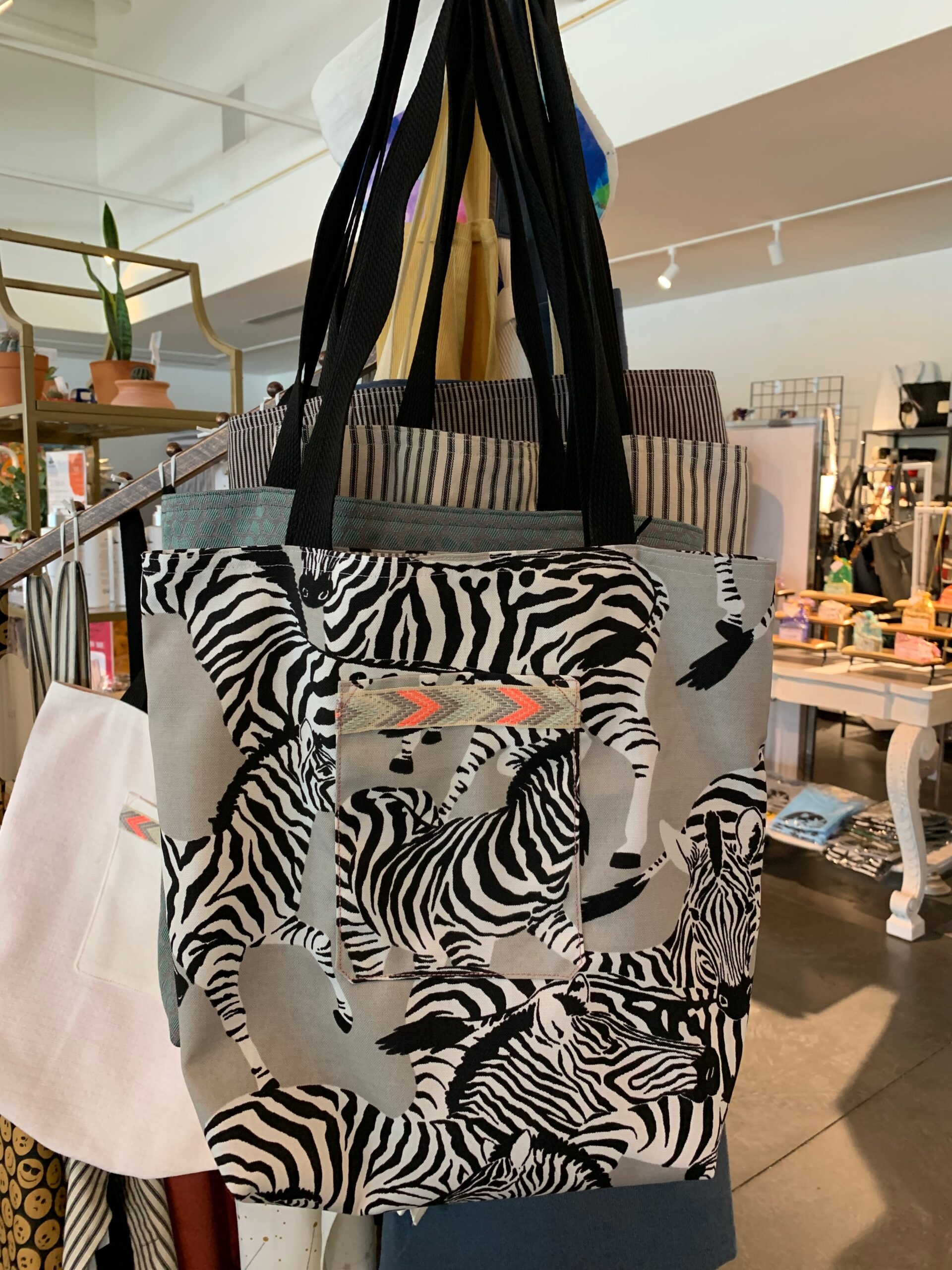Zebra Sunbrella Tote Bag